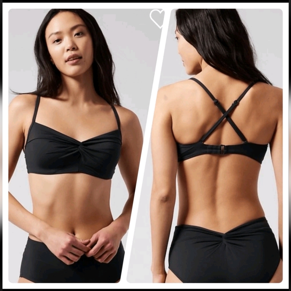 Athleta Hampton Black Women's Bikini Set - 34 B/C Top & Medium Bottom